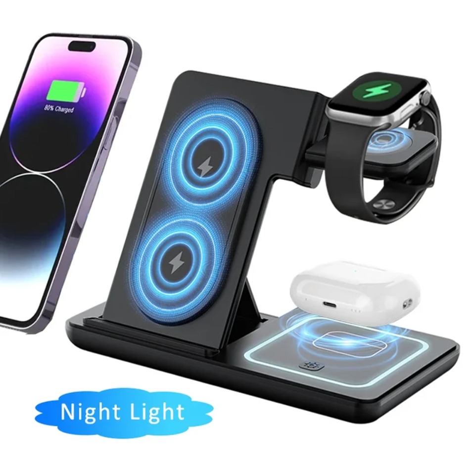 Wireless Charger Watch - Luce LED notturna 3 in 1,