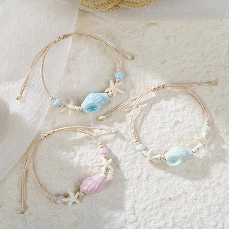 Ceramic Link Bracelet - Braccialetti con perline di conchiglie di